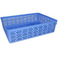 得力929 公文籃 文件框文件籃資料收納盒文件筐檔案收納辦公用品網狀公文籃 929收納框(無蓋藍色)