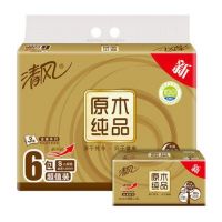 清風BR65SJ1三層原木純品金裝塑包面紙-130抽 206*124mm，3層 清風抽紙