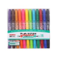 日本斑馬牌（ZEBRA）速干油性小雙頭記號筆 彩色多用簽字筆光盤筆 勾線描邊筆 YYTS5-12C 12色套
