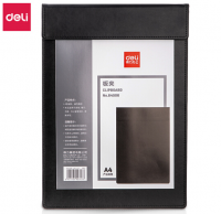 得力（deli）A4皮質板夾書寫墊板 會議夾磁性夾板報告夾帶筆夾 黑64506
