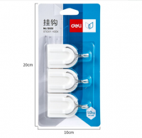得力(deli)強力粘膠掛鉤 掛衣鉤 廚房浴室墻壁免釘門后掛衣鉤 19351 3只/卡（承重1kg）