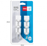 得力(deli)強力粘膠掛鉤 掛衣鉤 廚房浴室墻壁免釘門后掛衣鉤 19350 6只/卡（承重0.5kg）