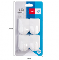 得力(deli)強力粘膠掛鉤 掛衣鉤 廚房浴室墻壁免釘門后掛衣鉤 19353 4只/卡（承重1.5kg）