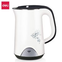 得力0766電熱水壺(白+深灰)(個(gè))1.7L外塑內(nèi)鋼 燒水壺