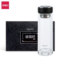 得力8977玻璃杯(黑)220ml蓋子鋅合金氧化 8978  水杯 杯子