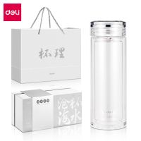 得力LL504雙層玻璃杯(300mL)(商務(wù)禮盒)(透明)(個) 水杯 杯子