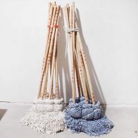 大圓頭木把木桿墩布棉線吸水拖把白棉線絨線老式墩布拖布酒店棉線拖把